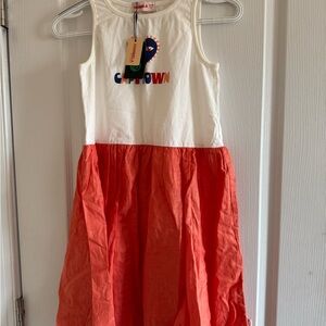 Kids Casual Dress - White and Orange